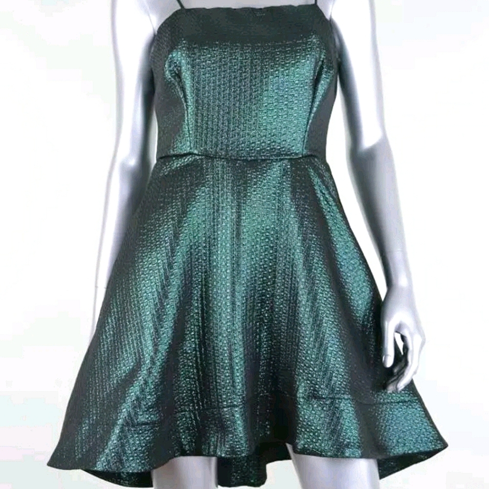 AQUA Green metallic dress